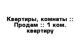  Квартиры, комнаты :: Продам :: 1 ком. квартиру